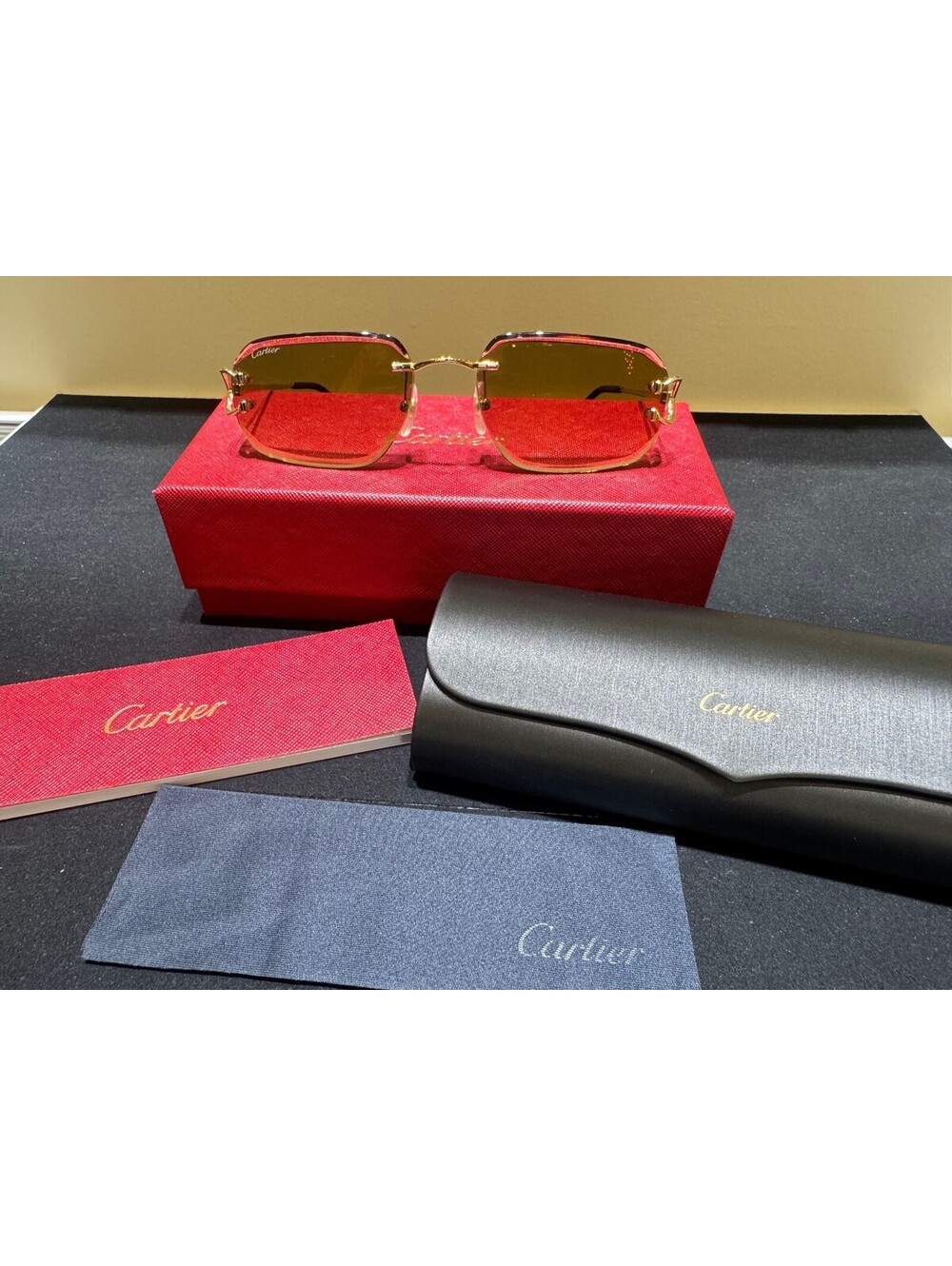 Cartier Classic C Motif Rimless Sunglasses Gold CT0468S 004